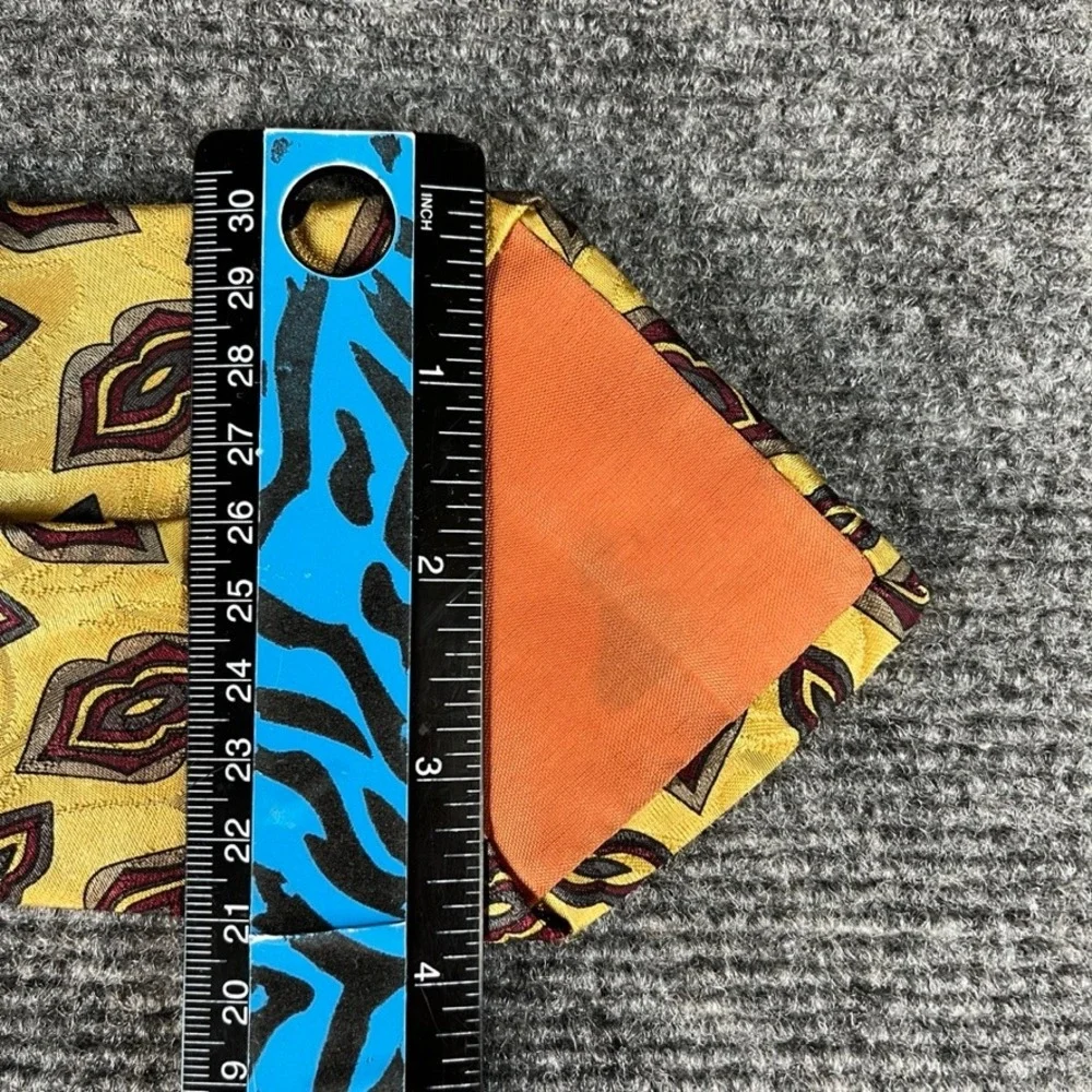 Strathmore by Anderson-Little Mens Silk Tie Yellow Geometric Diamond Burgundy